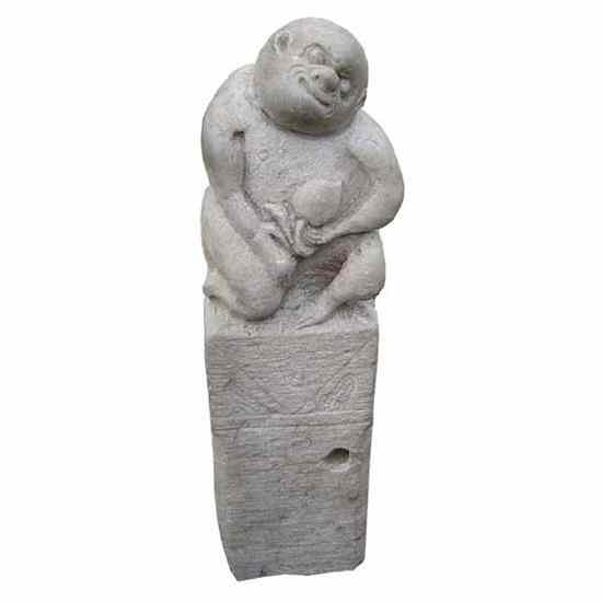 Appraisal: A Chinese Shanxi Stone Monkey Hitching Post Qing dynasty depicting