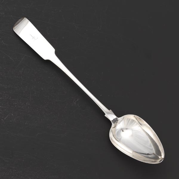 Appraisal: GEORGE III IRISH STERLING SILVER ARMORIAL SERVING SPOON BY RICHARD