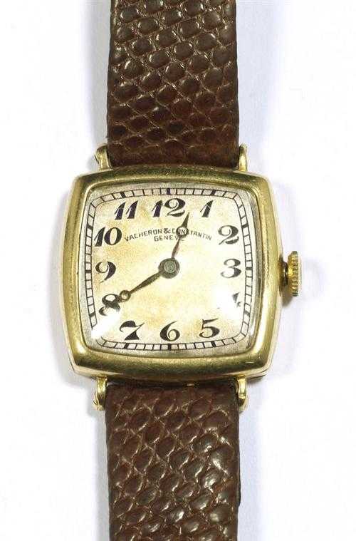 Appraisal: LADY'S WRISTWATCH VACHERON CONSTANTIN ca Yellow gold Square case with