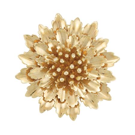 Appraisal: Gold Flower Clip-Brooch Yard Estimate -