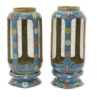 Appraisal: A Pair of Cloisonn Enamel Lanterns Late th Early th