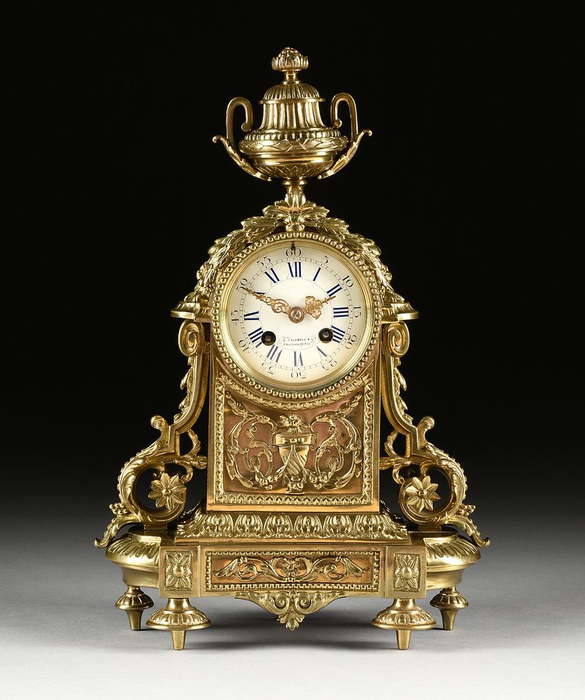 Appraisal: A LOUIS XVI STYLE GILT BRASS CLOCK JAPY FRERES CLOCKWORKS