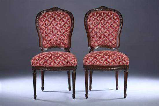 Appraisal: SET EIGHT LOUIS XVI STYLE FRUITWOOD DINING CHAIRS th century