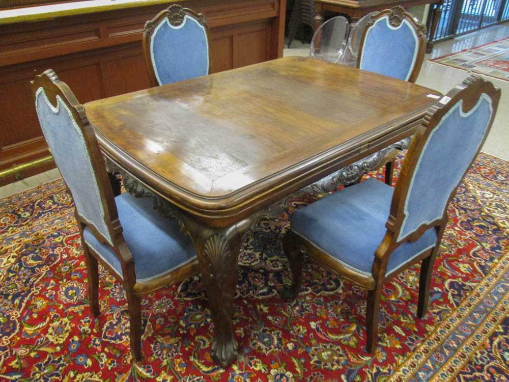 Appraisal: QUEEN ANNE REVIVAL MAHOGANY DINING TABLE AND CHAIR SET Continental