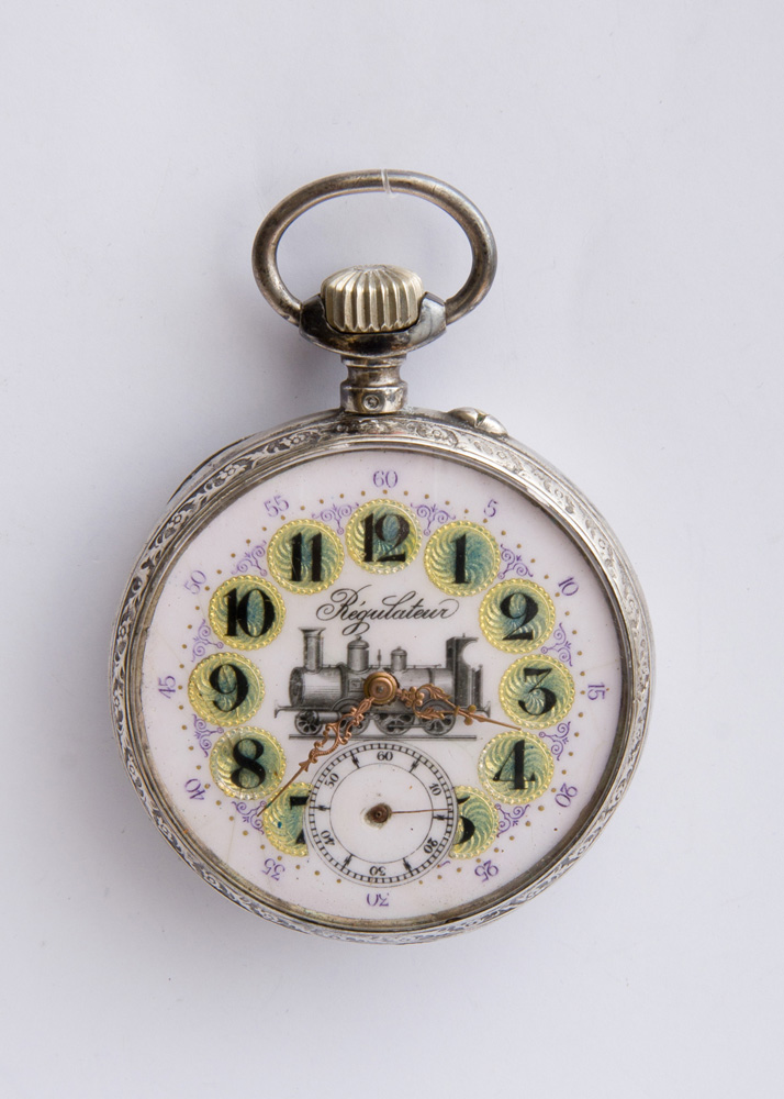 Appraisal: REGULATEUR SILVER-PLATE POCKET WATCH Signed 'Regulateur' in diam Estimate -