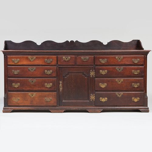 Appraisal: GEORGE III OAK DRESSER BASE x ft in x in