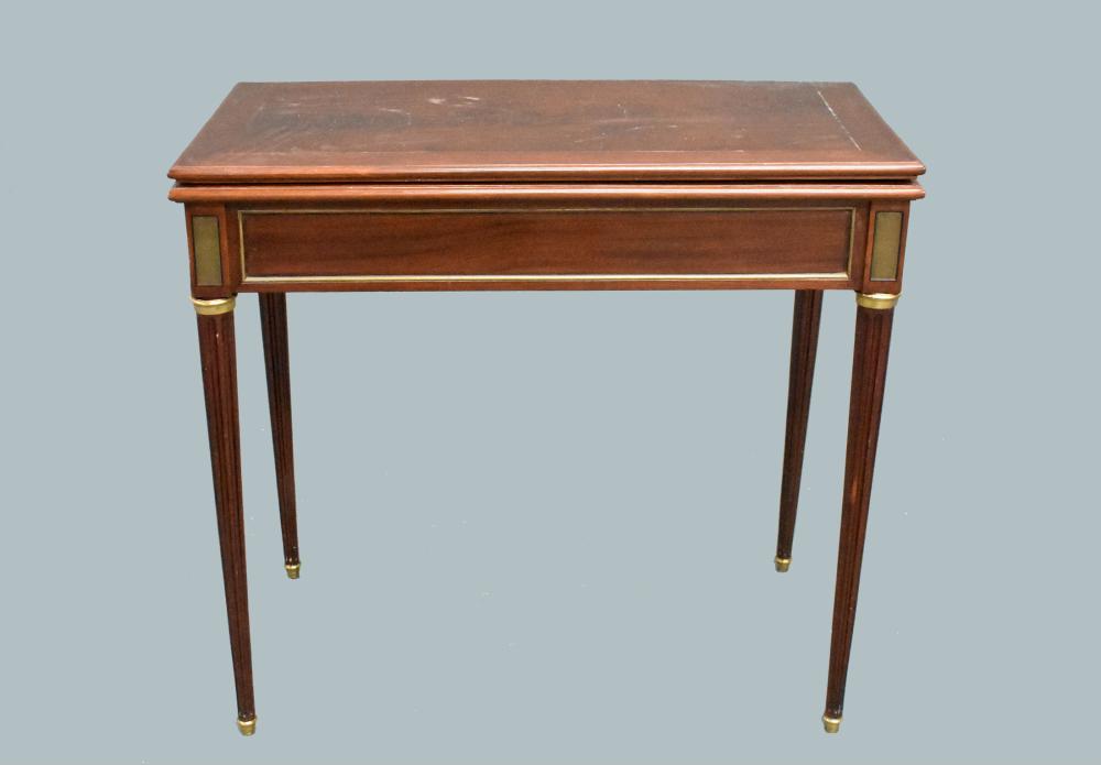 Appraisal: LOUIS XVI BRASS-MOUNTED MAHOGANY GAMES TABLELate th Century The molded