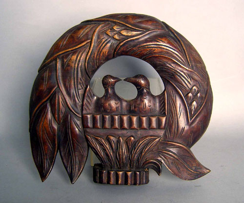 Appraisal: Carved lovebird plaque ca