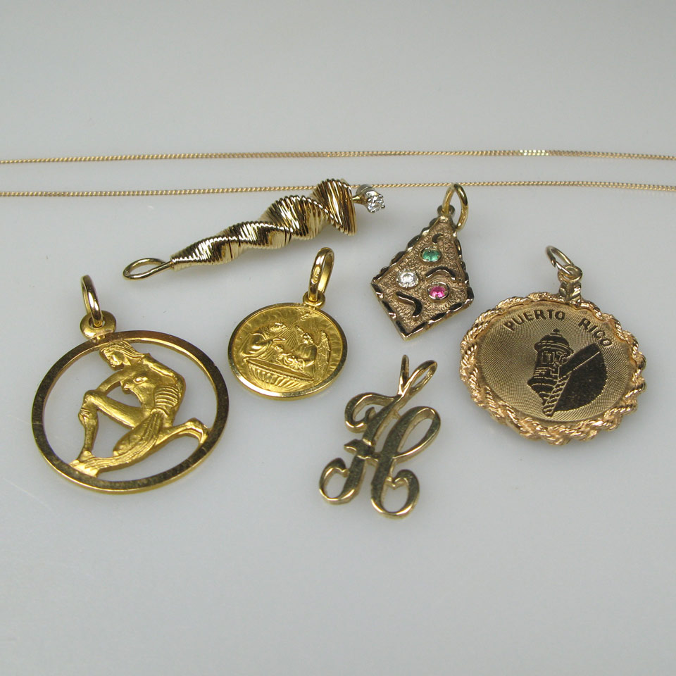 Appraisal: Various Gold Charms and gold chains