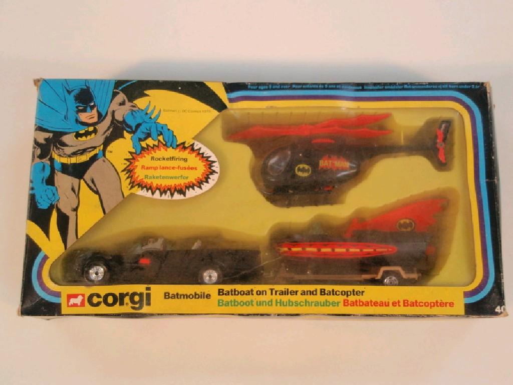 Appraisal: A Corgi gift set 'Bat Mobile' Bat boat on trailer