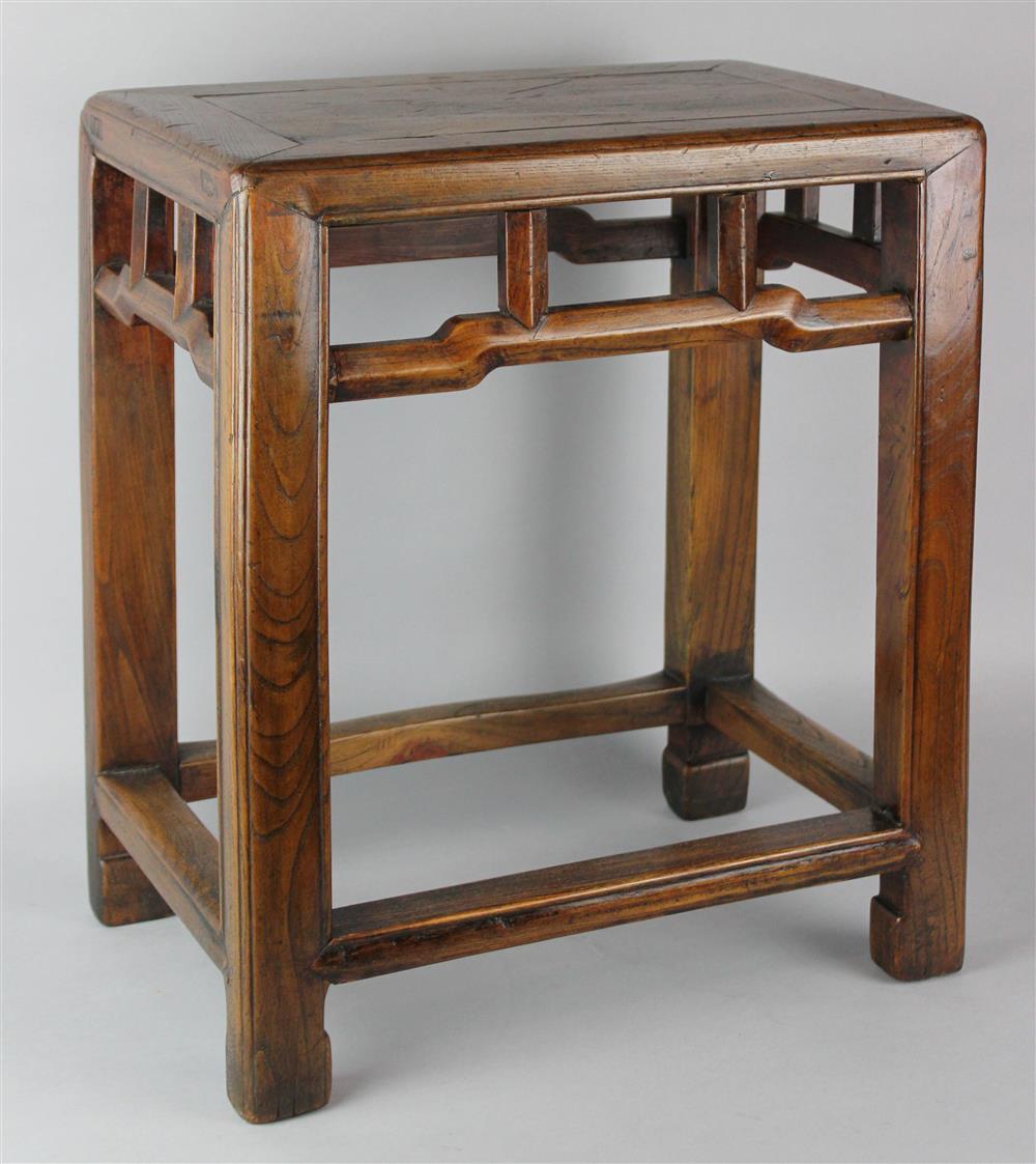 Appraisal: CHINESE ELM WOOD STOOL QING DYNASTY TH CENTURY fashioned in