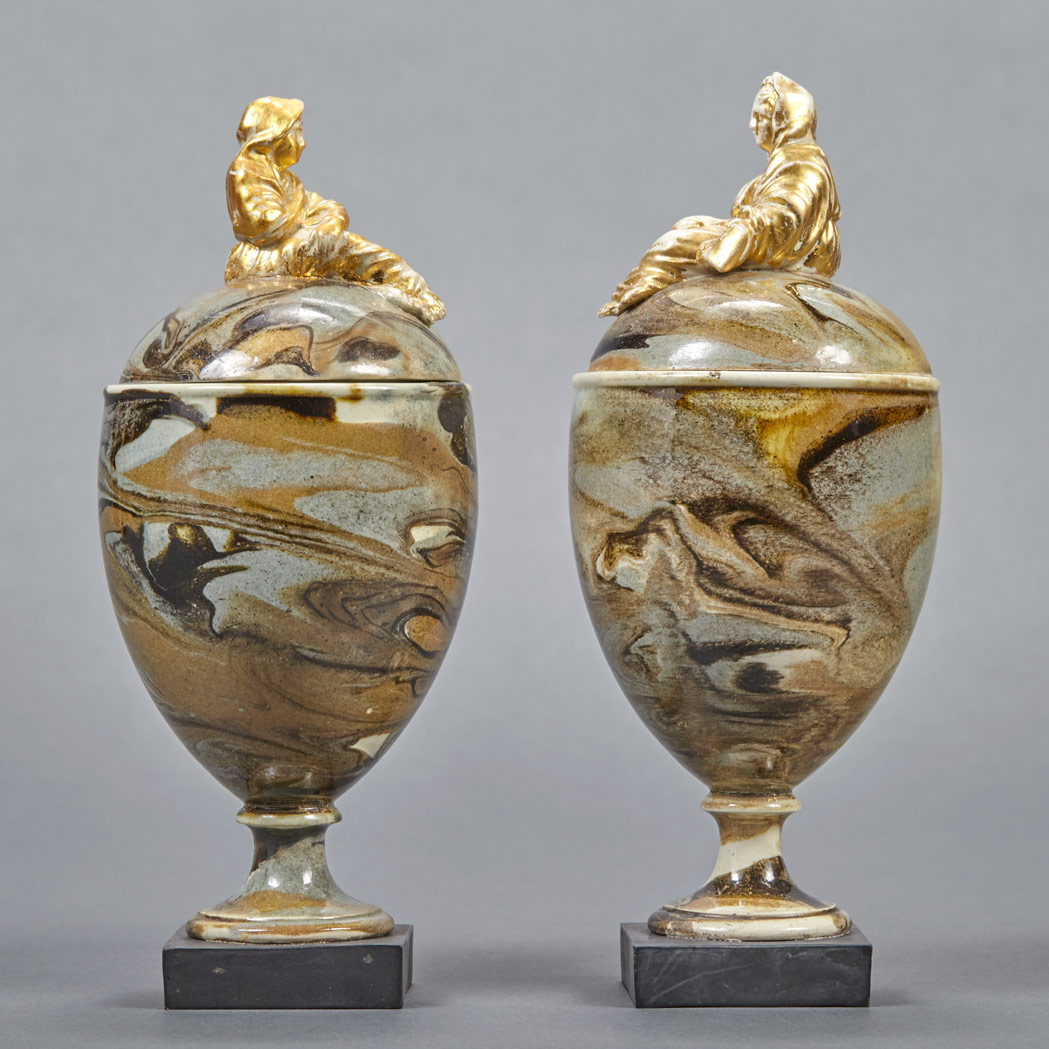 Appraisal: Pair of Wedgwood and Bentley Variegated Agate and Parcel Gilt