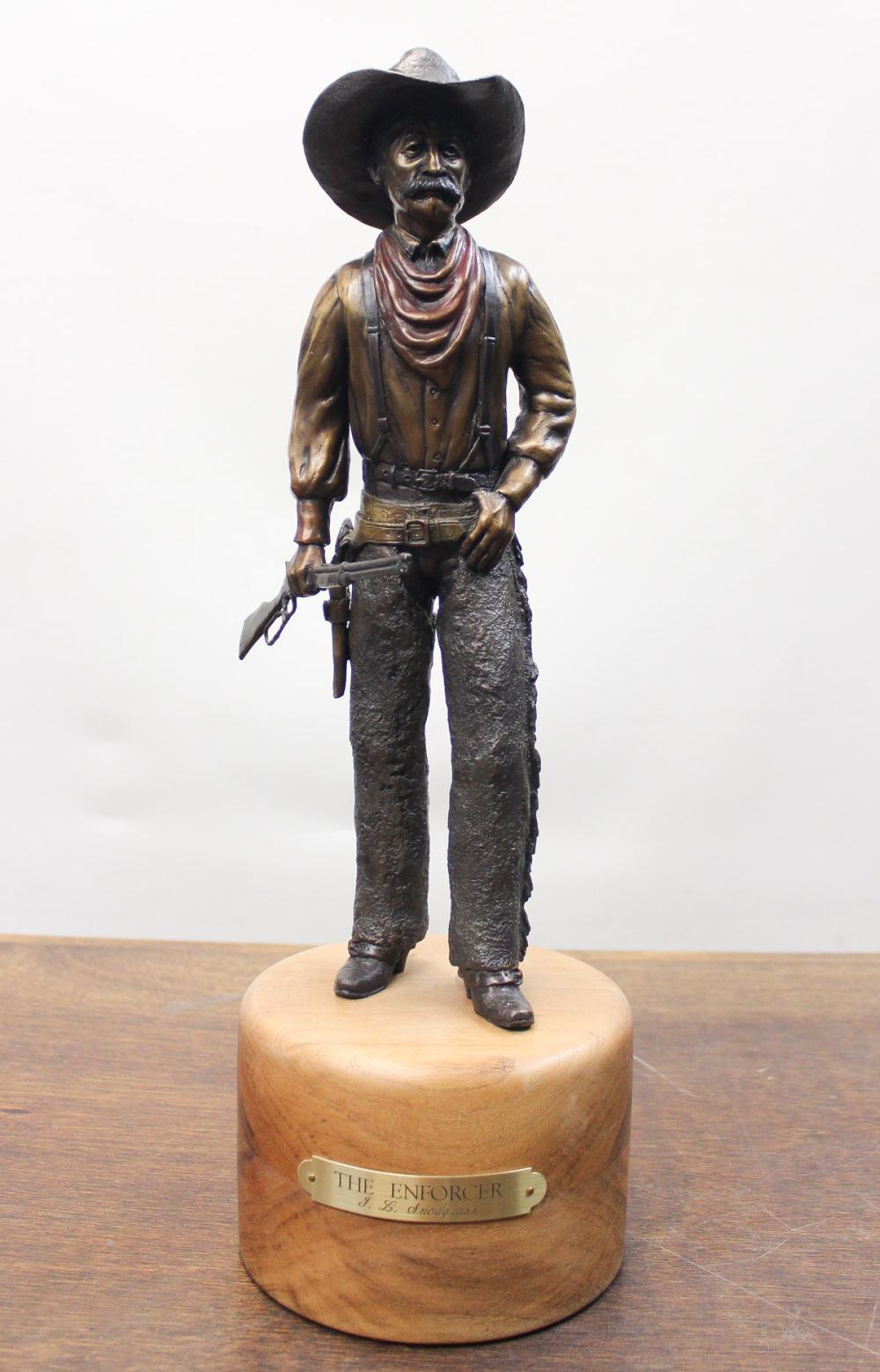 Appraisal: JERRY L SNODGRASS Idaho born bronze sculpture The Enforcer man