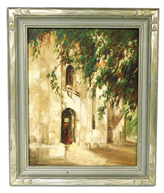 Appraisal: Fernand Golsch American - oil on Masonite depicts stucco building