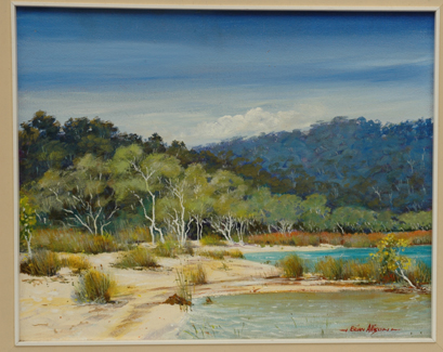 Appraisal: BRIAN ALLISON Lake Birrabeen Fraser Island Oil on canvas board