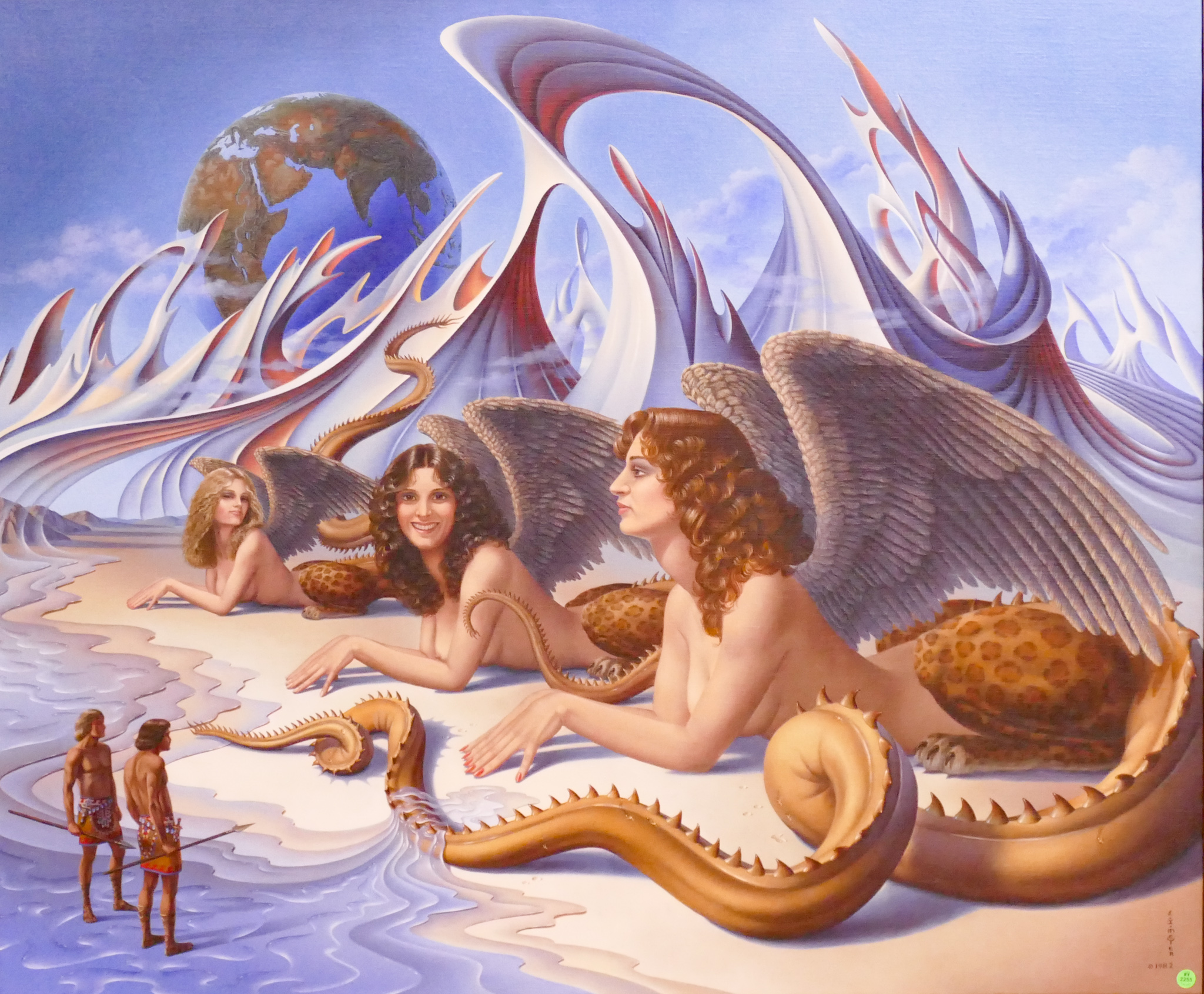 Appraisal: Ilene Meyer - Washington Dragon Women Surrealist Oil on Canvas