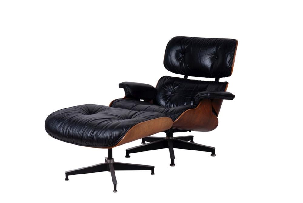 Appraisal: CHARLES RAY EAMES LOUNGE CHAIR AND OTTOMANmodel and Condition both