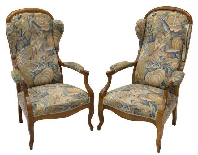 Appraisal: lot of French Voltaire armchairs late th c exposed fruitwood