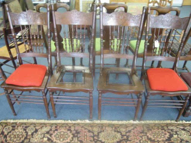 Appraisal: Victorian Oak Chairs spindle pressed back