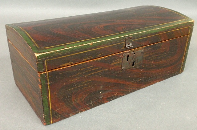 Appraisal: - New England dome-lid storage box c with original paint