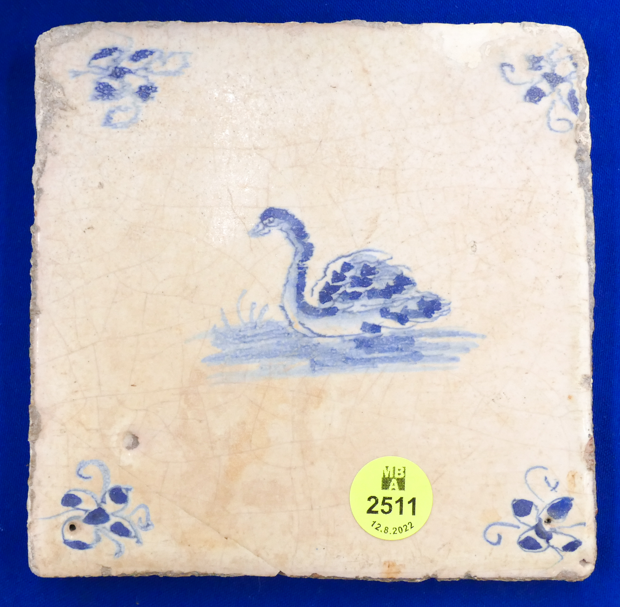 Appraisal: Delft th Century Swan Tile- x ''