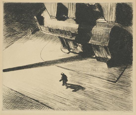 Appraisal: EDWARD HOPPER Night Shadows etching wove paper Edition c L