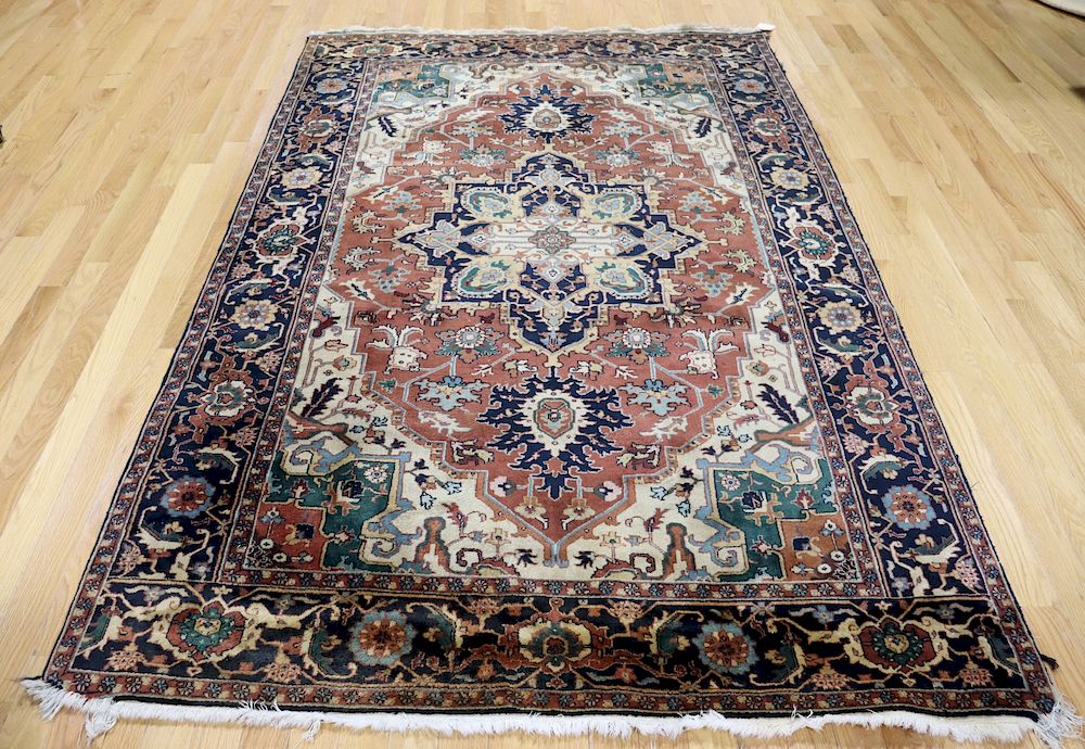 Appraisal: Vintage And Finely Hand Woven Heriz Style Carpet Vibrant colors