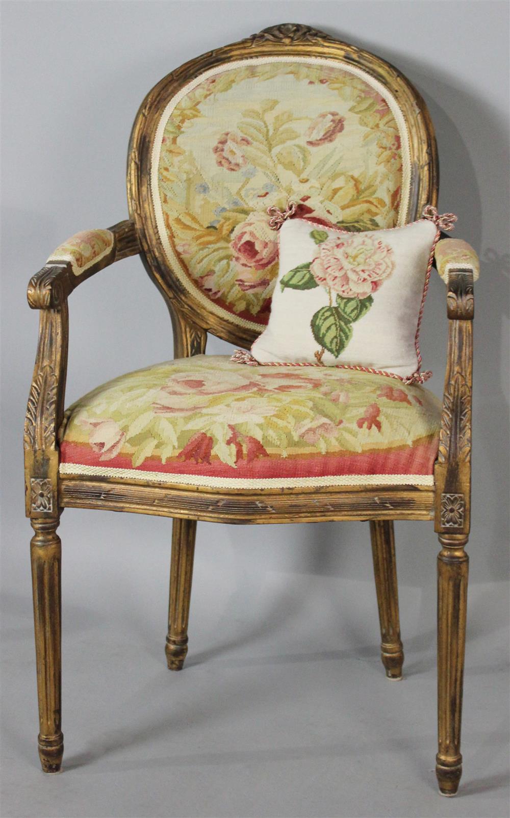 Appraisal: LOUIS XVI STYLE TAPESTRY COVERED CHAIR