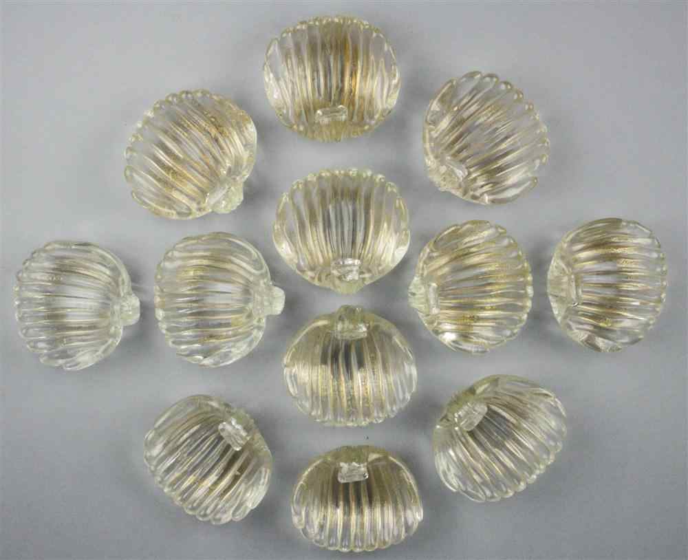 Appraisal: TWELVE VENINI GLASS SHELL SALTS inscribed under the base eached