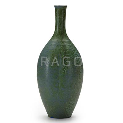 Appraisal: LAURA ANDRESON - Gourd-shaped porcelain vase in blue and green