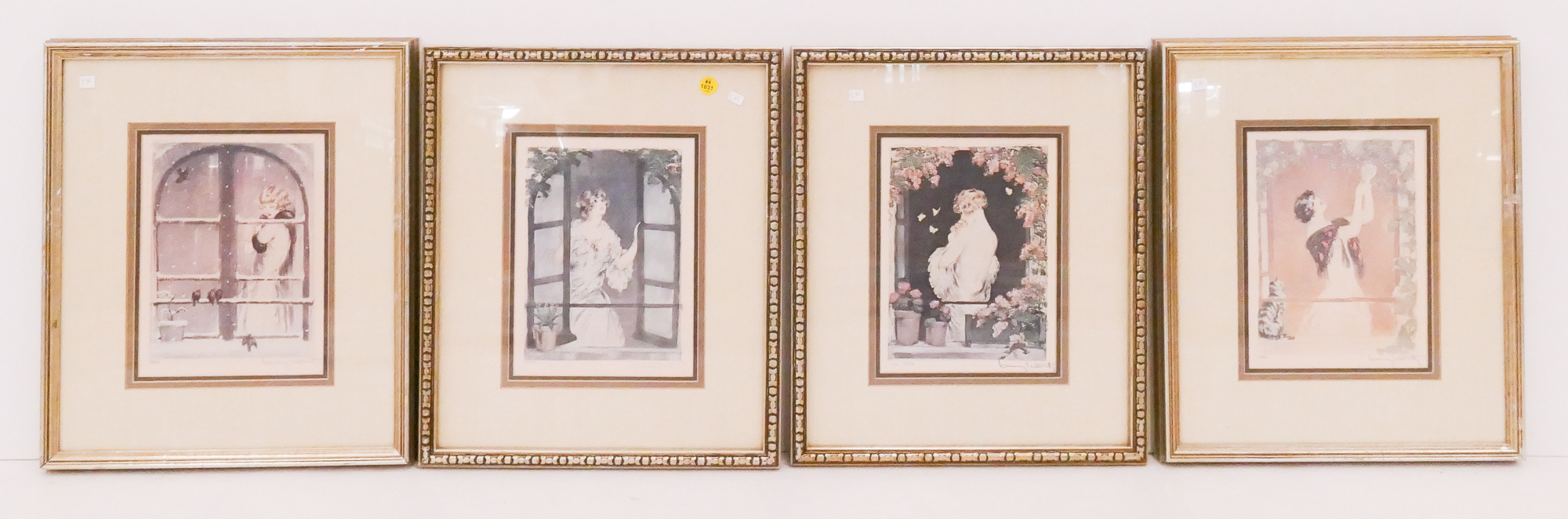 Appraisal: pc Louis Icart 'The Four Seasons' Numbered Prints Gallery Framed-