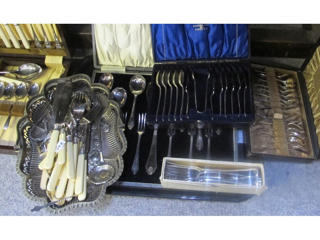 Appraisal: A lot of EP cutlery and a basket