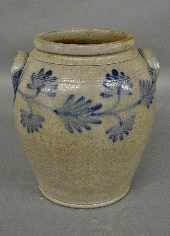 Appraisal: - Stoneware two-gallon ovoid crock with blue decoration probably Baltimore