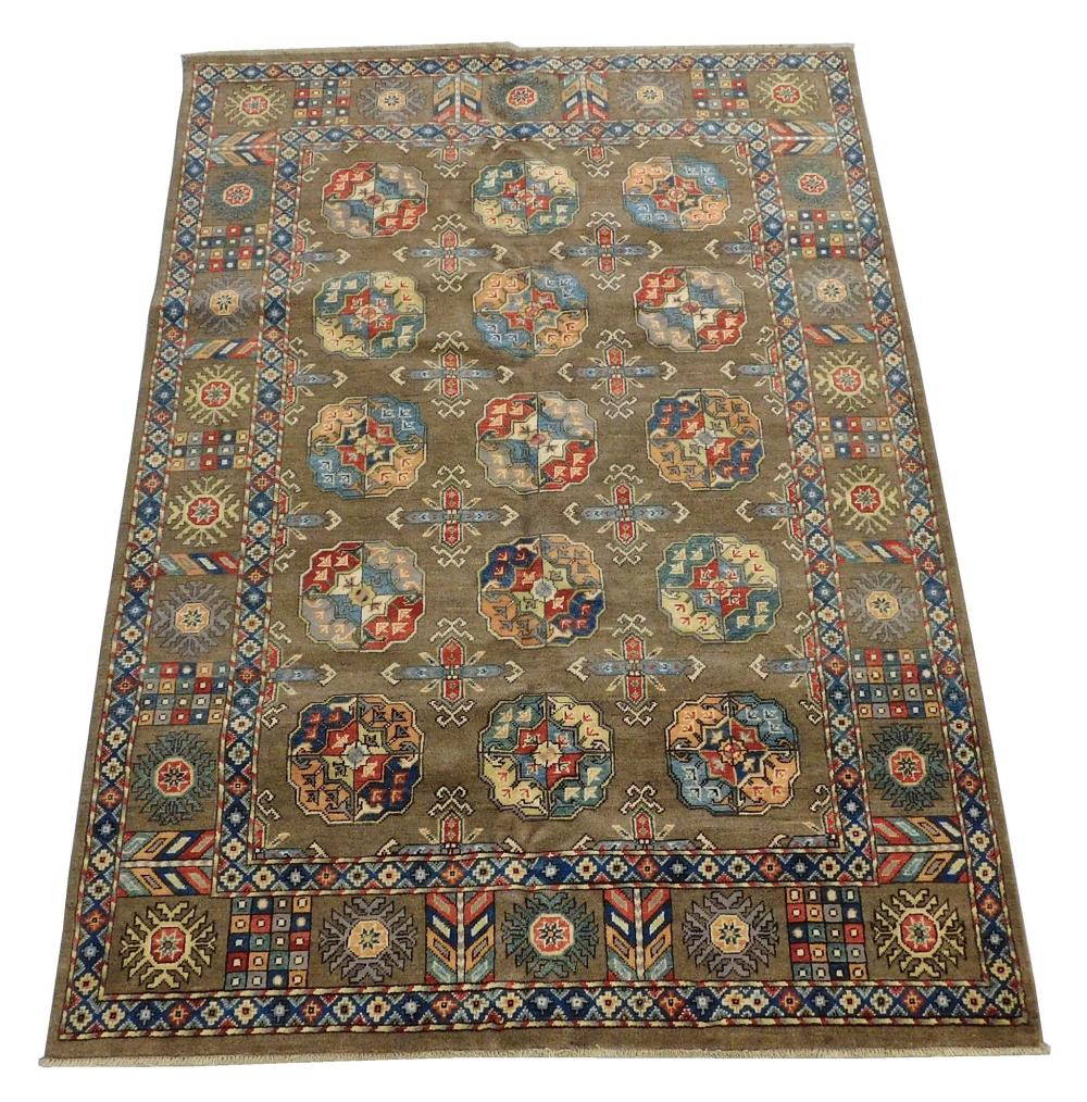 Appraisal: RUG Uzbek Bokhara ' x ' hand-made wool polychrome with