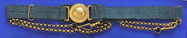 Appraisal: A militia officer's waist belt plate and original sword beltcirca