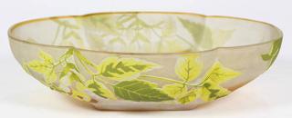 Appraisal: Galle cameo glass lobed bowl decorated with branches having leaves