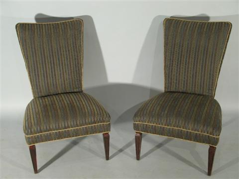 Appraisal: PAIR OF MODERN GREY UPHOLSTERED SIDECHAIRS h w d in