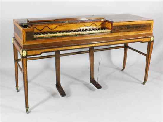 Appraisal: A George III inlaid satinwood and mahogany square piano by