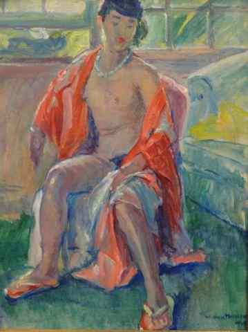 Appraisal: MALHERBE William O C Seated Nude Signed and dated lower