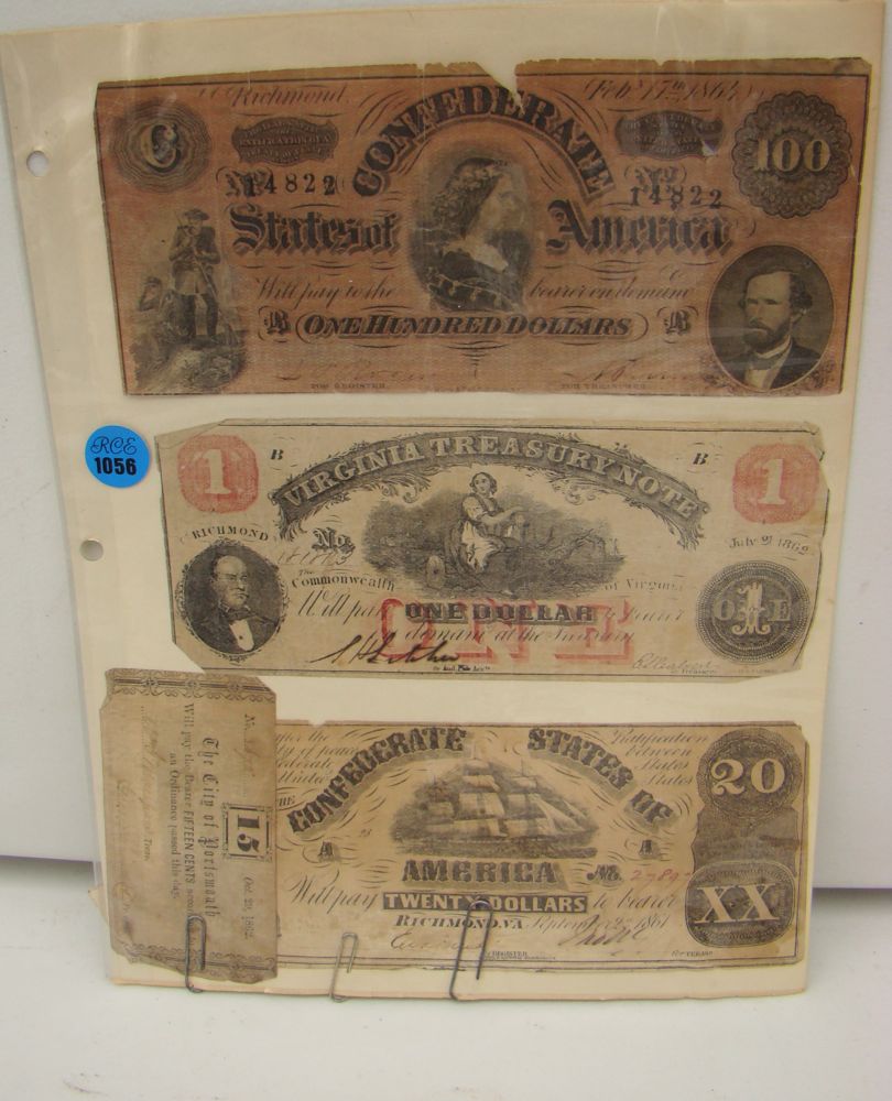 Appraisal: FIVE PIECES OF UNITED STATES PAPER CURRENCY Mid- th Century