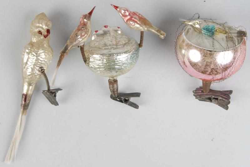 Appraisal: Lot of Glass Christmas Figural Bird Ornaments Description Includes one