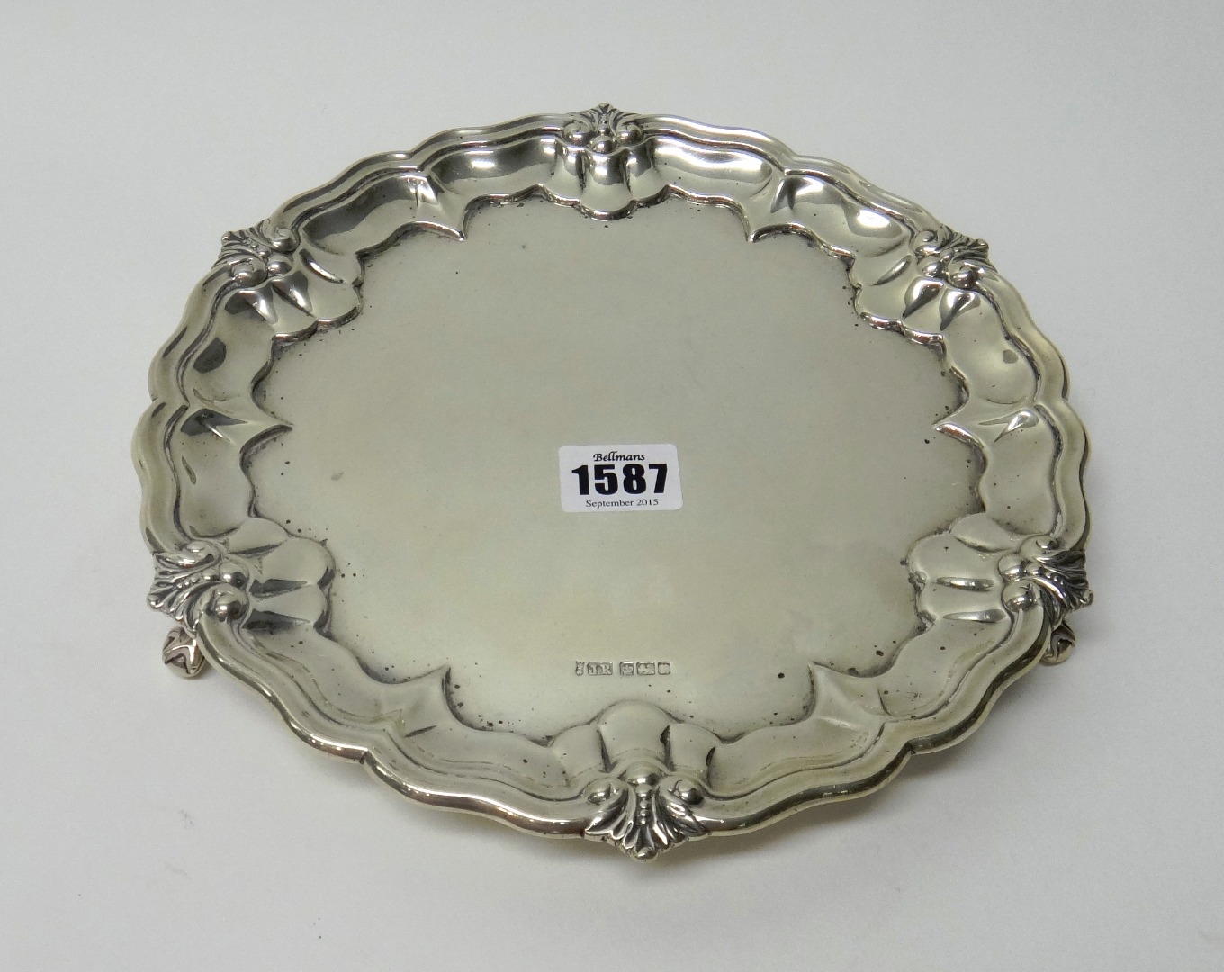 Appraisal: A silver salver of shaped circular form in the Chippendale