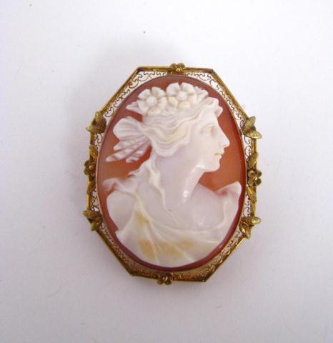 Appraisal: K Yellow Gold Cameo Pin Pendant