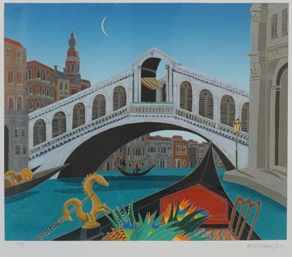 Appraisal: After Thomas McKnight American b Venice Canal Lithograph Print Frame