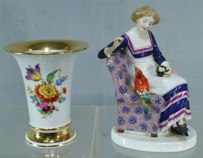 Appraisal: Meissen porcelain figurine of a woman feeding a bird wrist