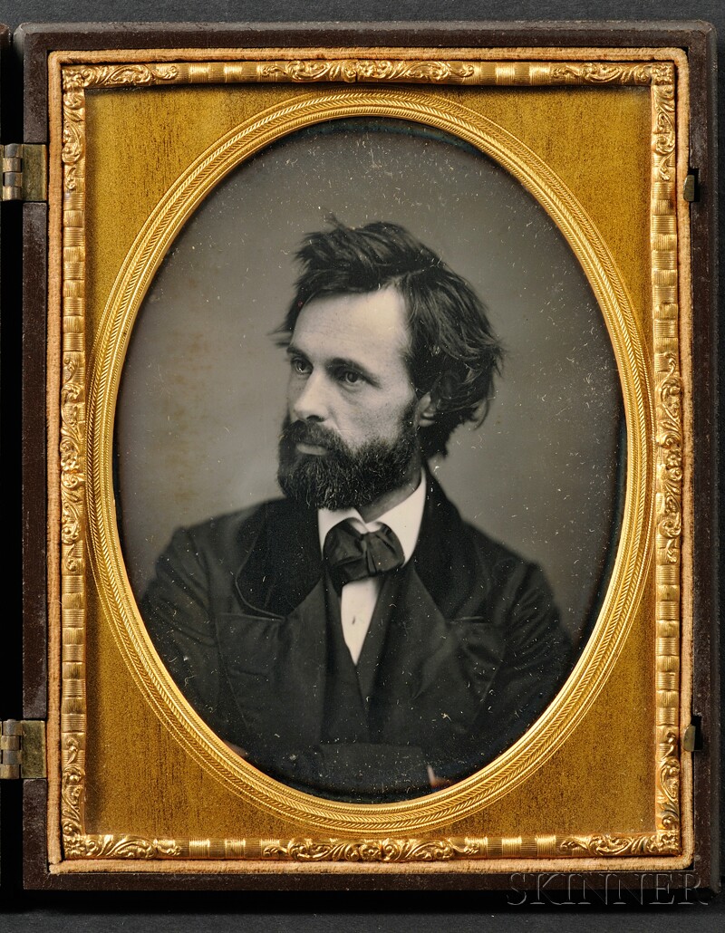 Appraisal: Half Plate Daguerreotype Portrait of a Bearded Young Man in