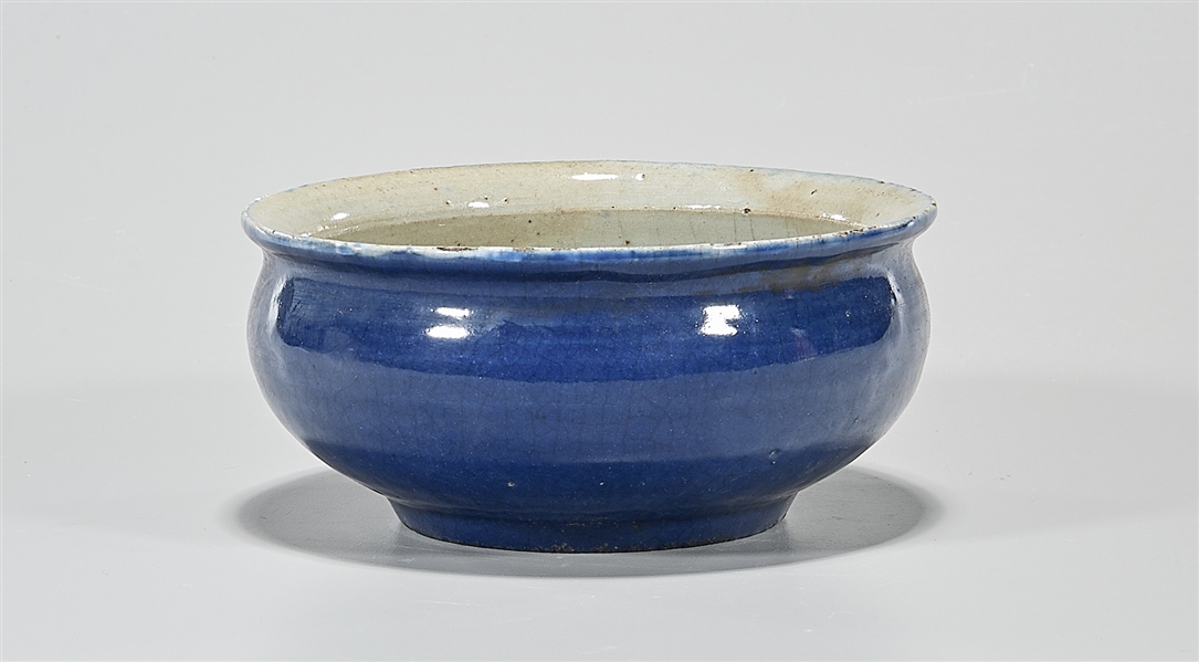 Appraisal: Chinese blue glazed porcelain bowl x approx Condition wear frits