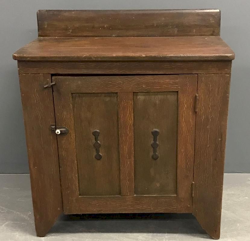 Appraisal: Country Sponge Decorated Cupboard Country sponge decorated cupboard circa h