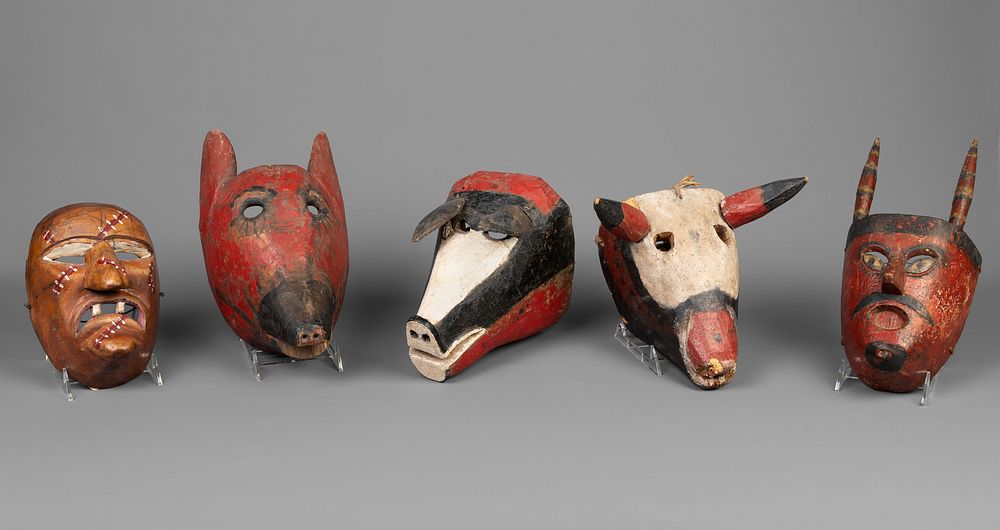 Appraisal: Mexico Group of Five Dance Masks th Century Mexico Group