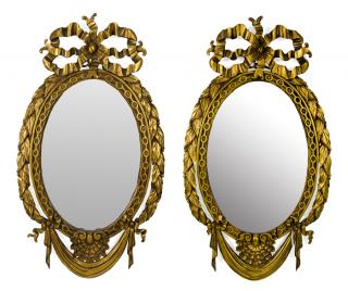 Appraisal: A PAIR OF LOUIS XVI STYLE GILTWOOD MIRRORS A PAIR